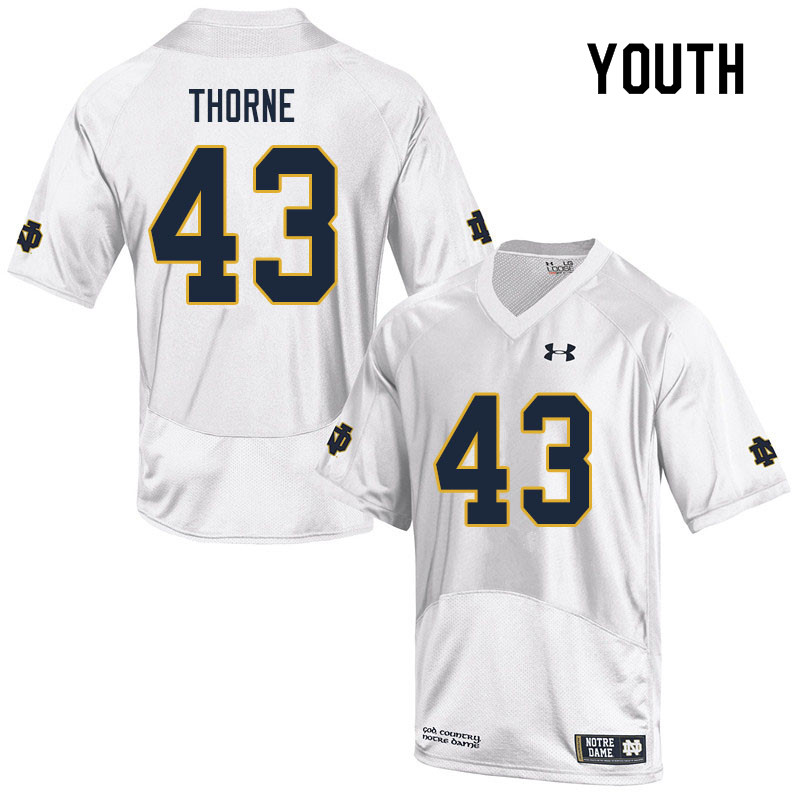 Youth #43 Marcus Thorne Notre Dame Fighting Irish College Football Jerseys Sale-White - Click Image to Close